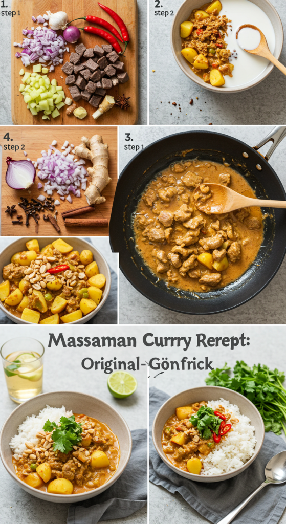 Authentisches Massaman Curry Rezept zum Selberkochen. Einfache Anleitung für das milde Thai Curry mit Rind, Huhn oder vegetarisch. Jetzt probieren!