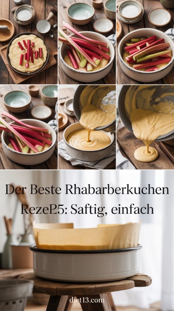Rhabarberkuchen backen Einfaches Rhabarberkuchen Rezept Saftiger Rhabarberkuchen Rhabarberkuchen vom Blech Rhabarberkuchen mit Streuseln Omas Rhabarberkuchen Rezept Frühlingskuchen Rhabarber Dessert Obstkuchen Rezept
