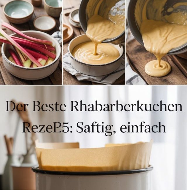 Rhabarberkuchen backen Einfaches Rhabarberkuchen Rezept Saftiger Rhabarberkuchen Rhabarberkuchen vom Blech Rhabarberkuchen mit Streuseln Omas Rhabarberkuchen Rezept Frühlingskuchen Rhabarber Dessert Obstkuchen Rezept