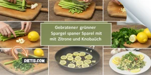 gebratener grüner Spargel mit Zitrone und Knoblauch - spargelsalat rezept klassisch
