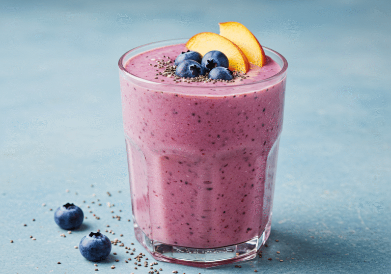 Blueberry Peach Chia Smoothie